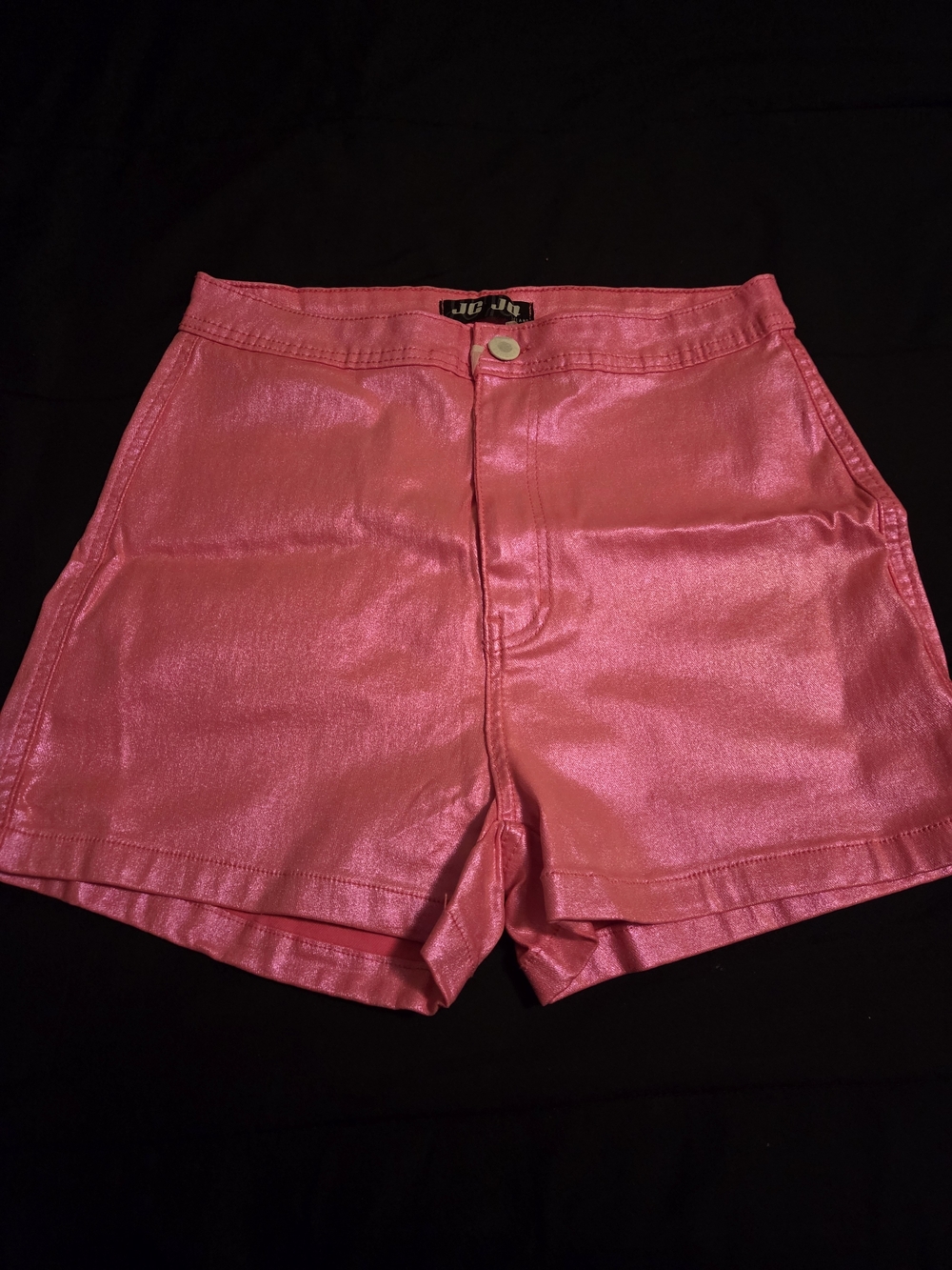High-Rise Metallic Pink Women's Shorts